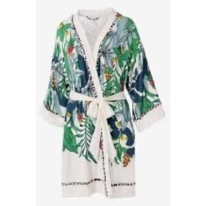 Soma Intimates Short Pipe Cool Nights Robe in Jungle Floral, L/XL